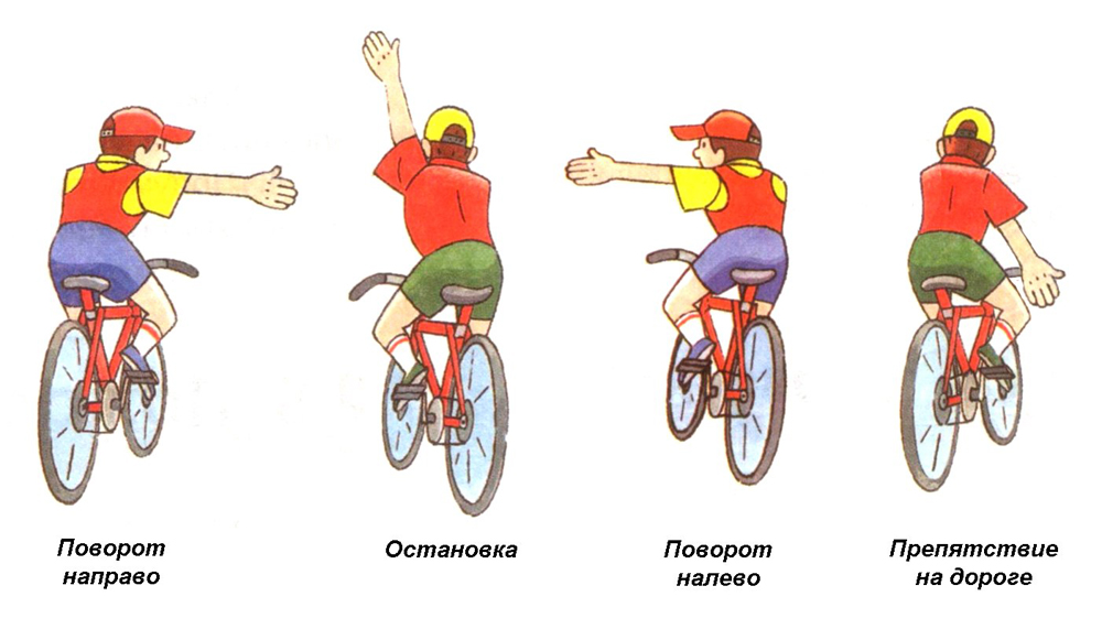 Велосипедист показывает поворот